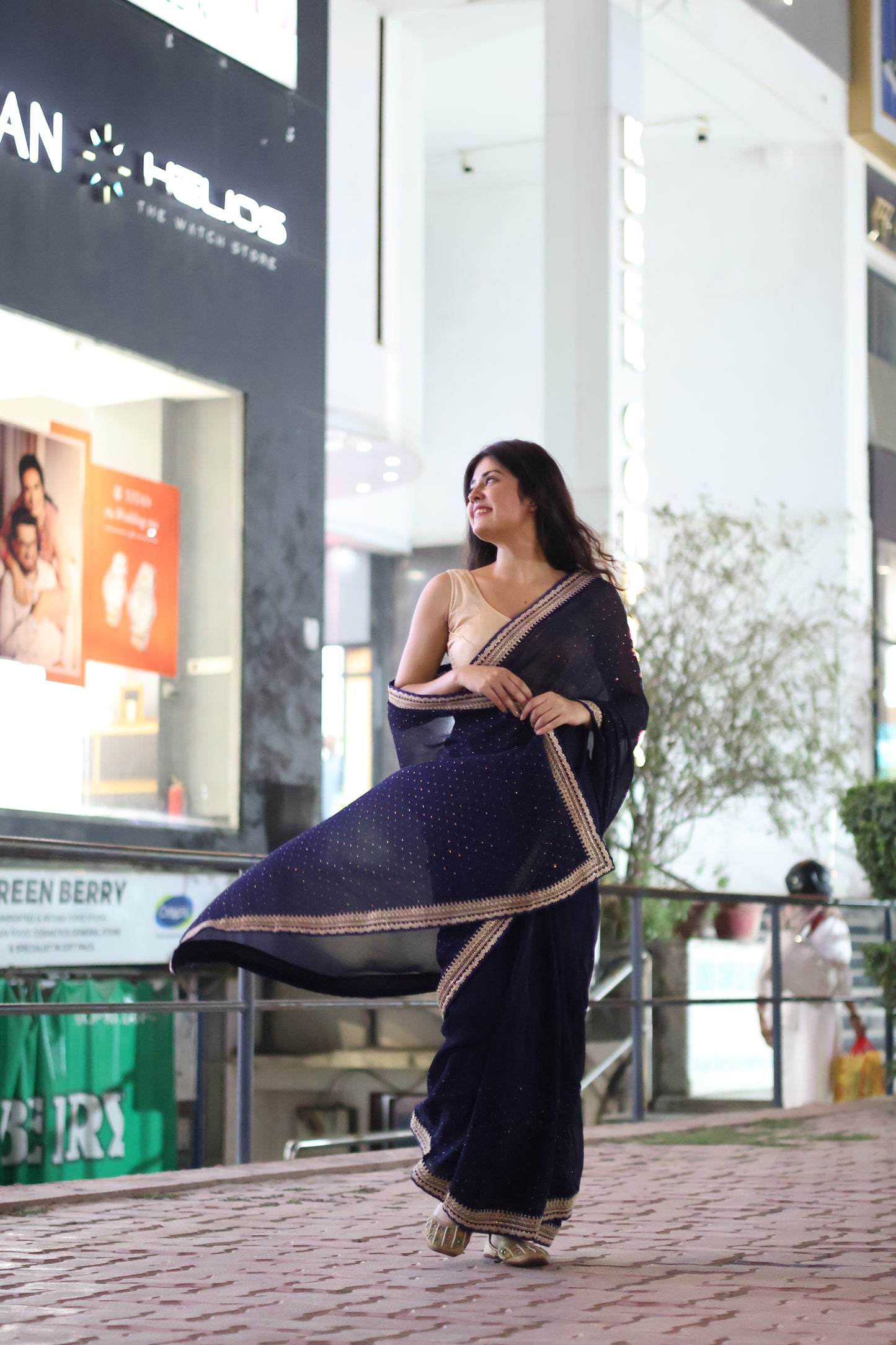 Georgette Saree with Siroki Stone Work and Matching Georgette Blouse