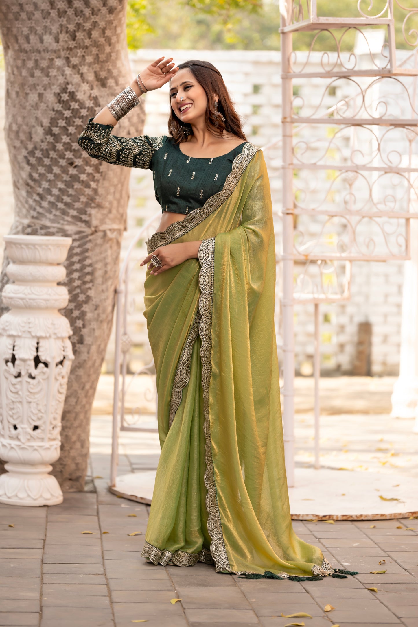 Satin Silk Saree with Ornate Zari Embroidery Cutwork Border and Designer Blouse