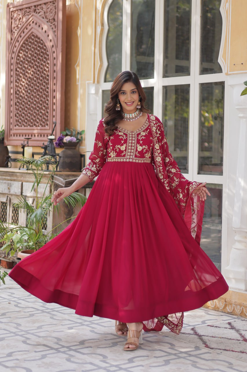 Pink & Purple Elina Zari & Sequins Embellished Gown