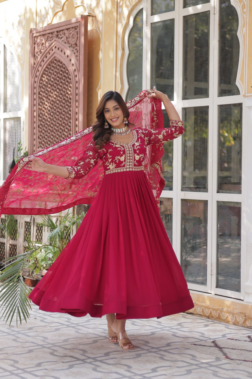 Pink & Purple Elina Zari & Sequins Embellished Gown