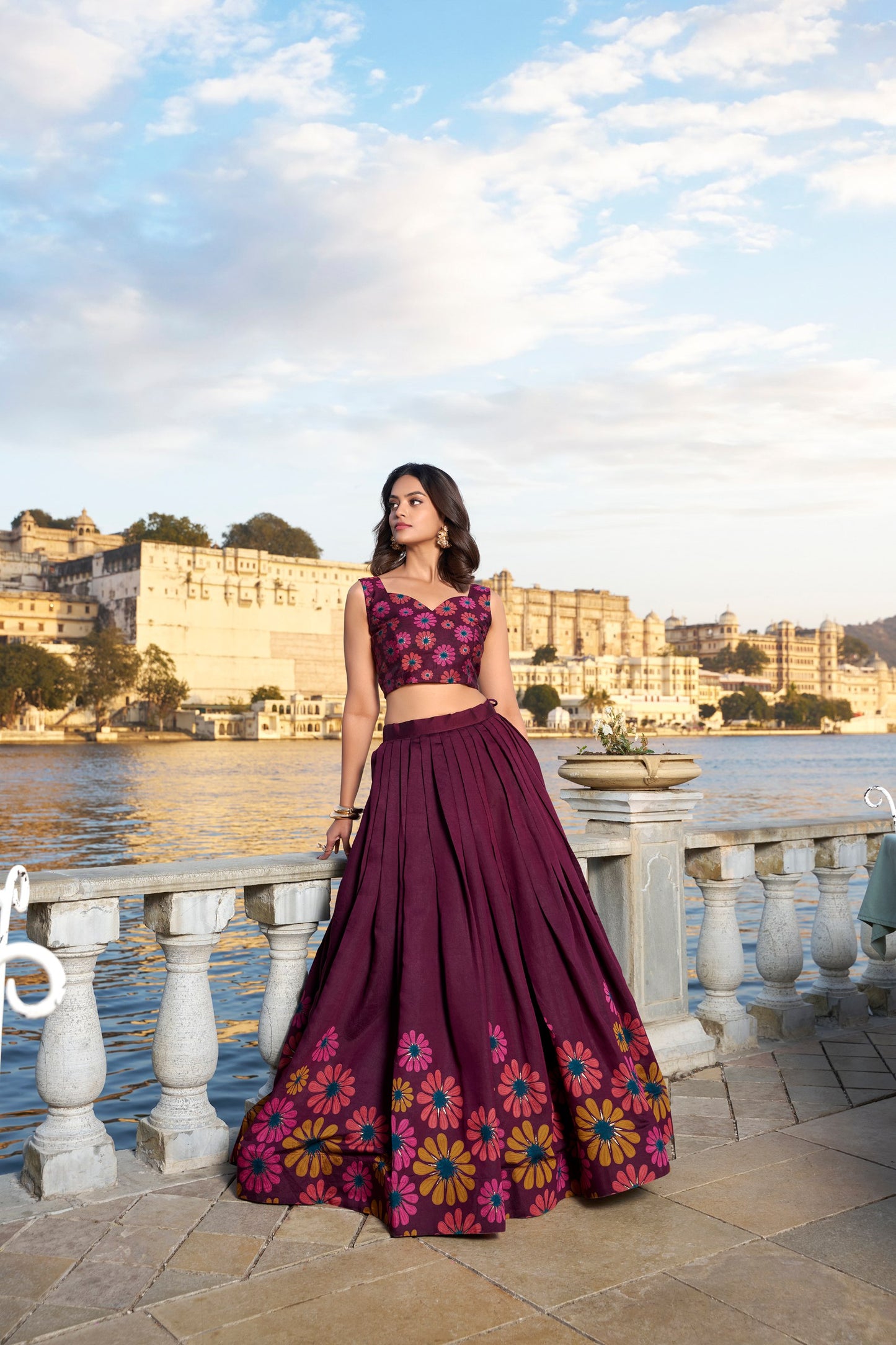 Tussar Silk Floral Lehenga Choli Set for Women