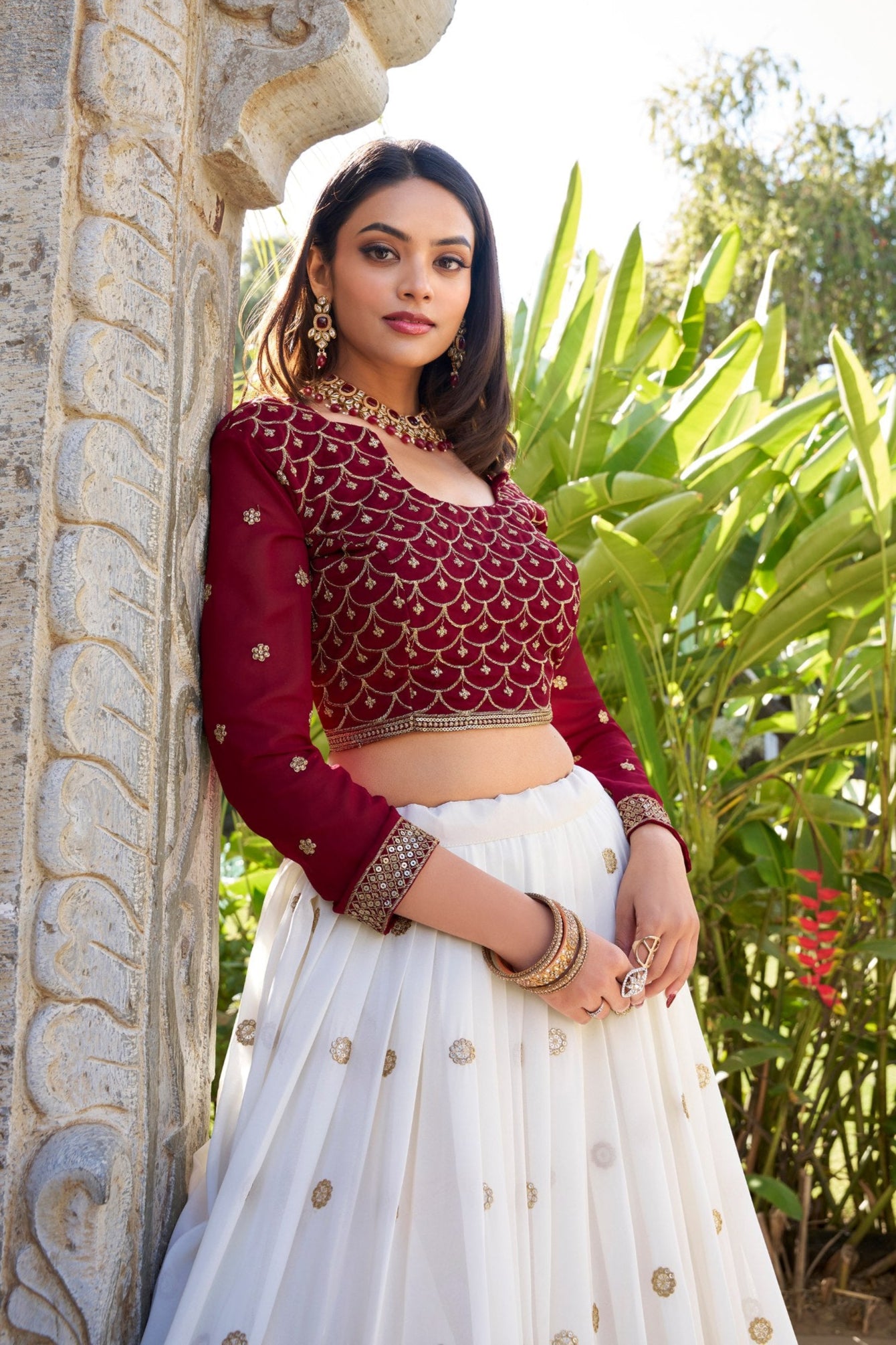 Royal Georgette Lehenga Set With Sequins & Thread Work And Lace Finish