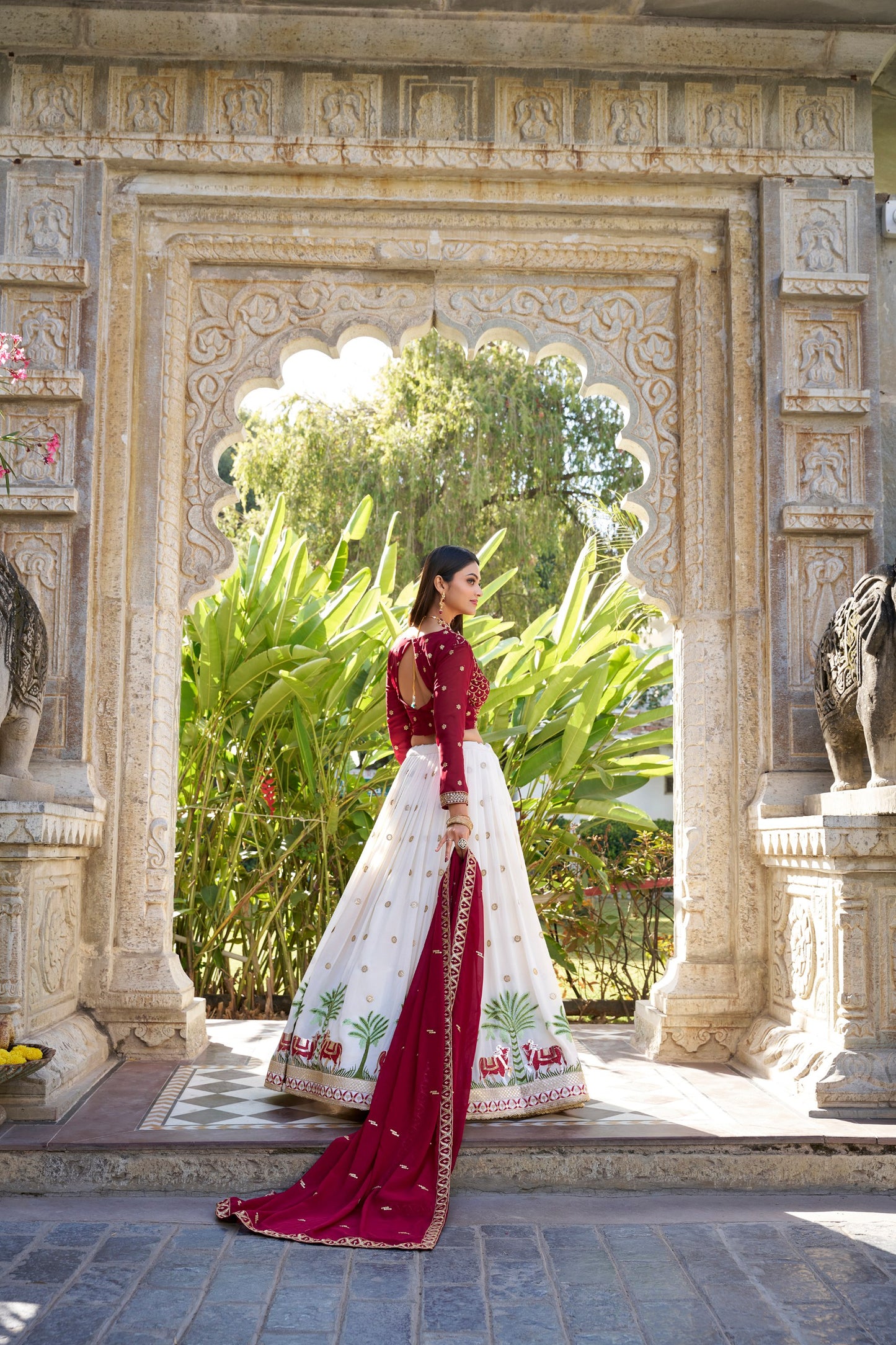 Royal Georgette Lehenga Set With Sequins & Thread Work And Lace Finish