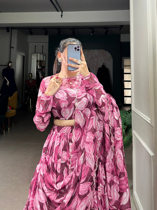 Precious Digital Printed Silk Party Wear Lehenga Choli With Dupatta