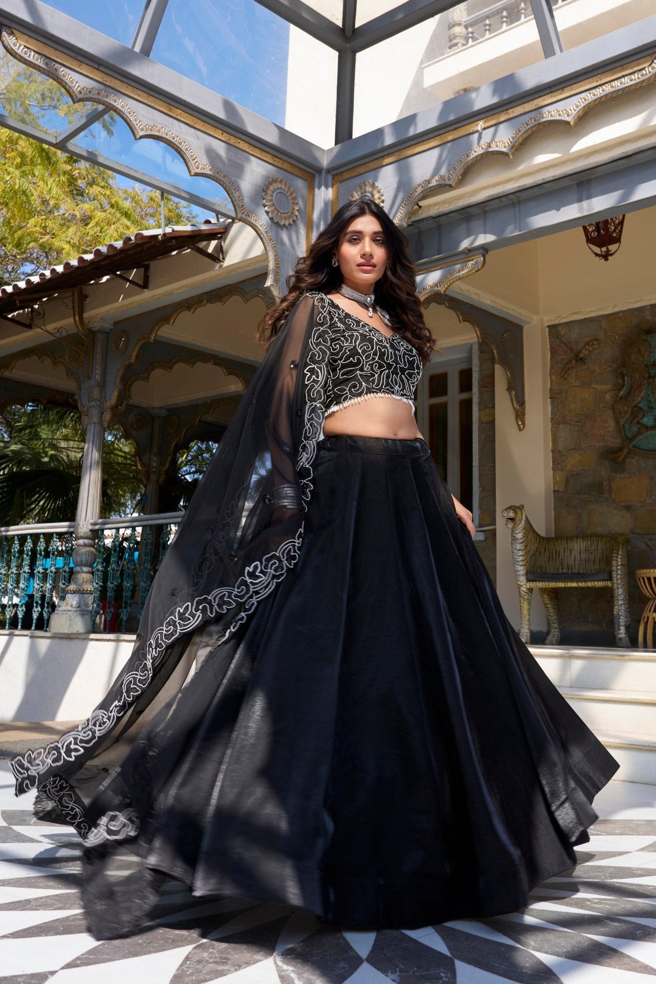 Black Elegance Sequins Embroidery Work Partywear Lehenga Choli