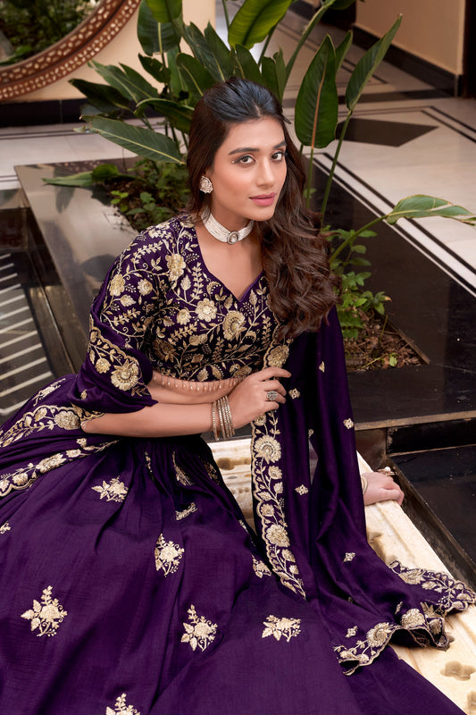 Purple Coloured Lehenga Choli Set