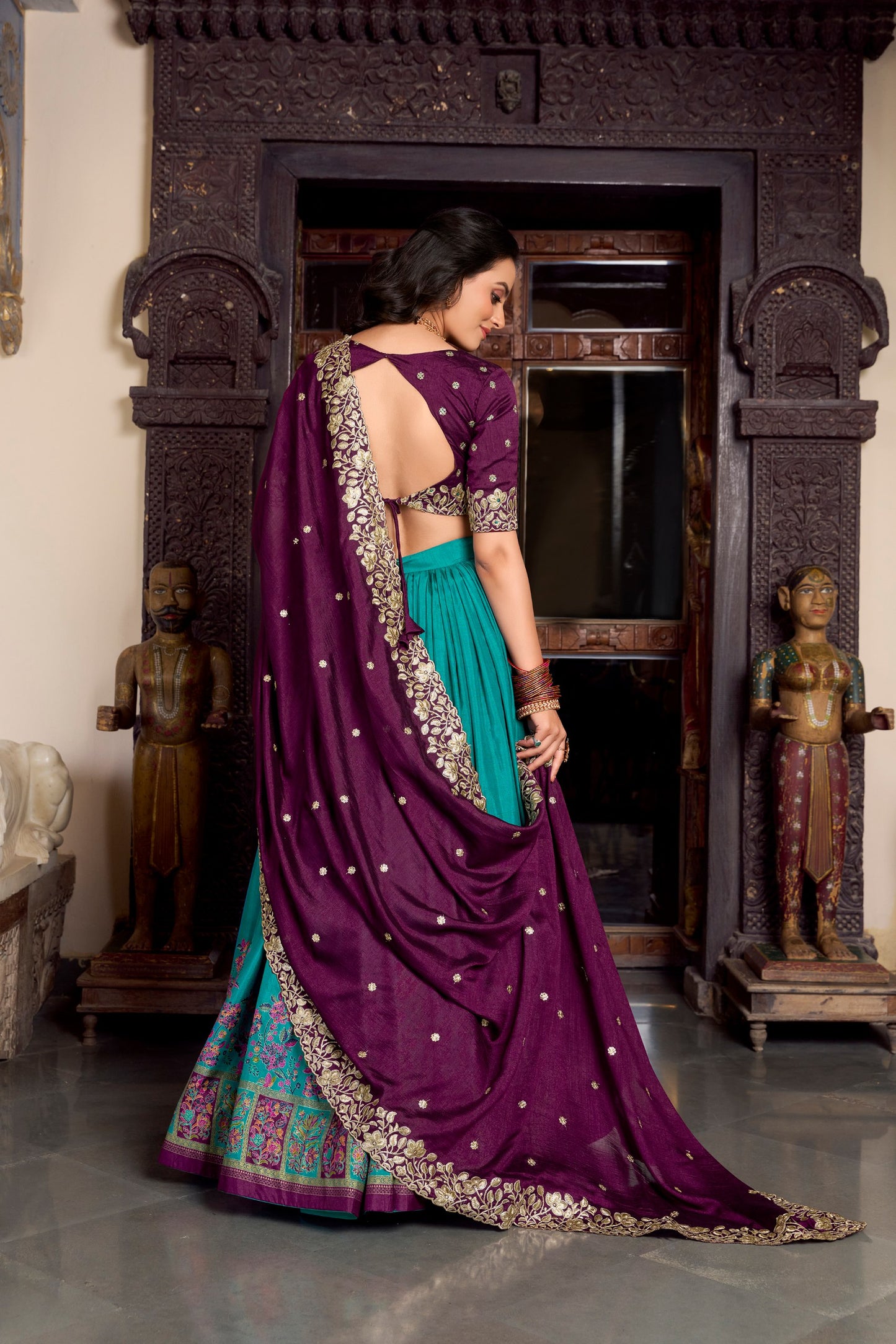 Tussar Silk Printed With Foil Work Lehenga Choli