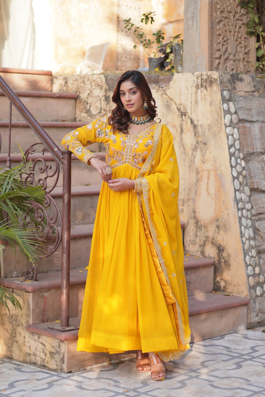 Desirable Gown Graceful Flair with Intricate Embroidery