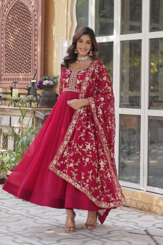 Pink & Purple Elina Zari & Sequins Embellished Gown