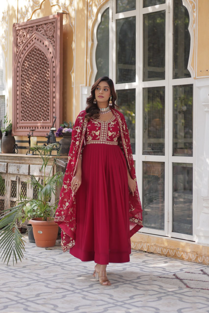 Pink & Purple Elina Zari & Sequins Embellished Gown