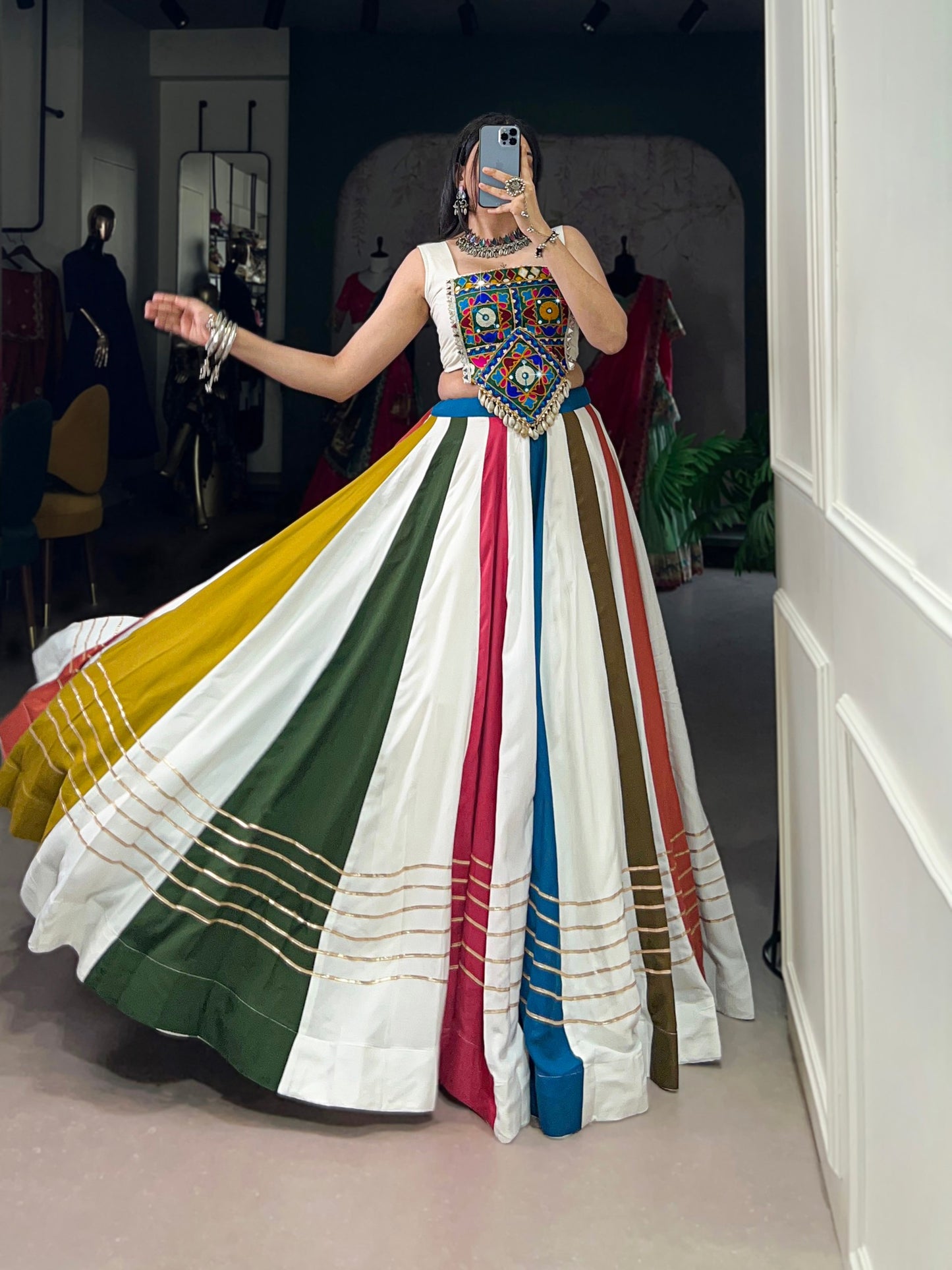 White Gota Patti Lace Lehenga Choli Set