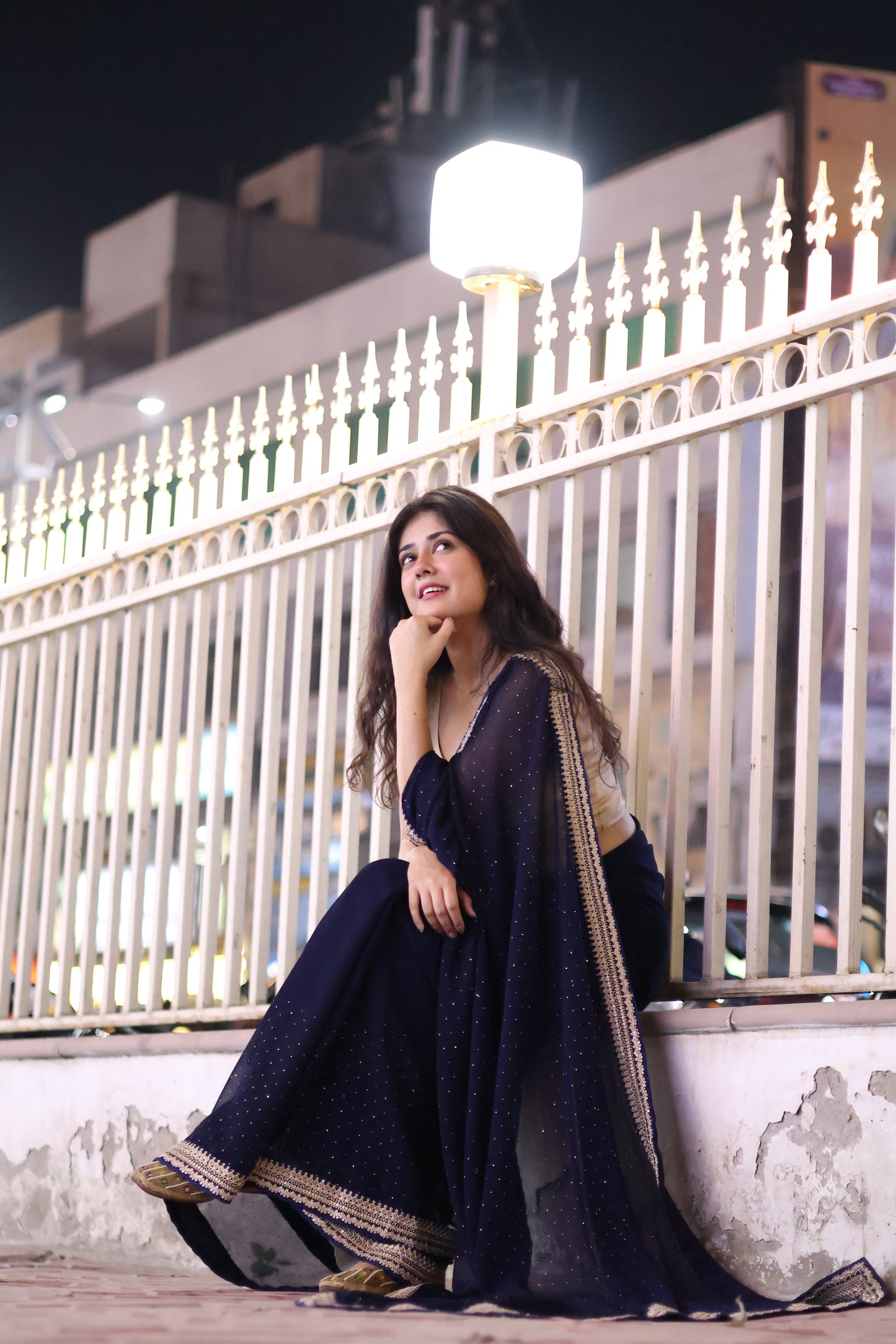 Georgette Saree with Siroki Stone Work and Matching Georgette Blouse