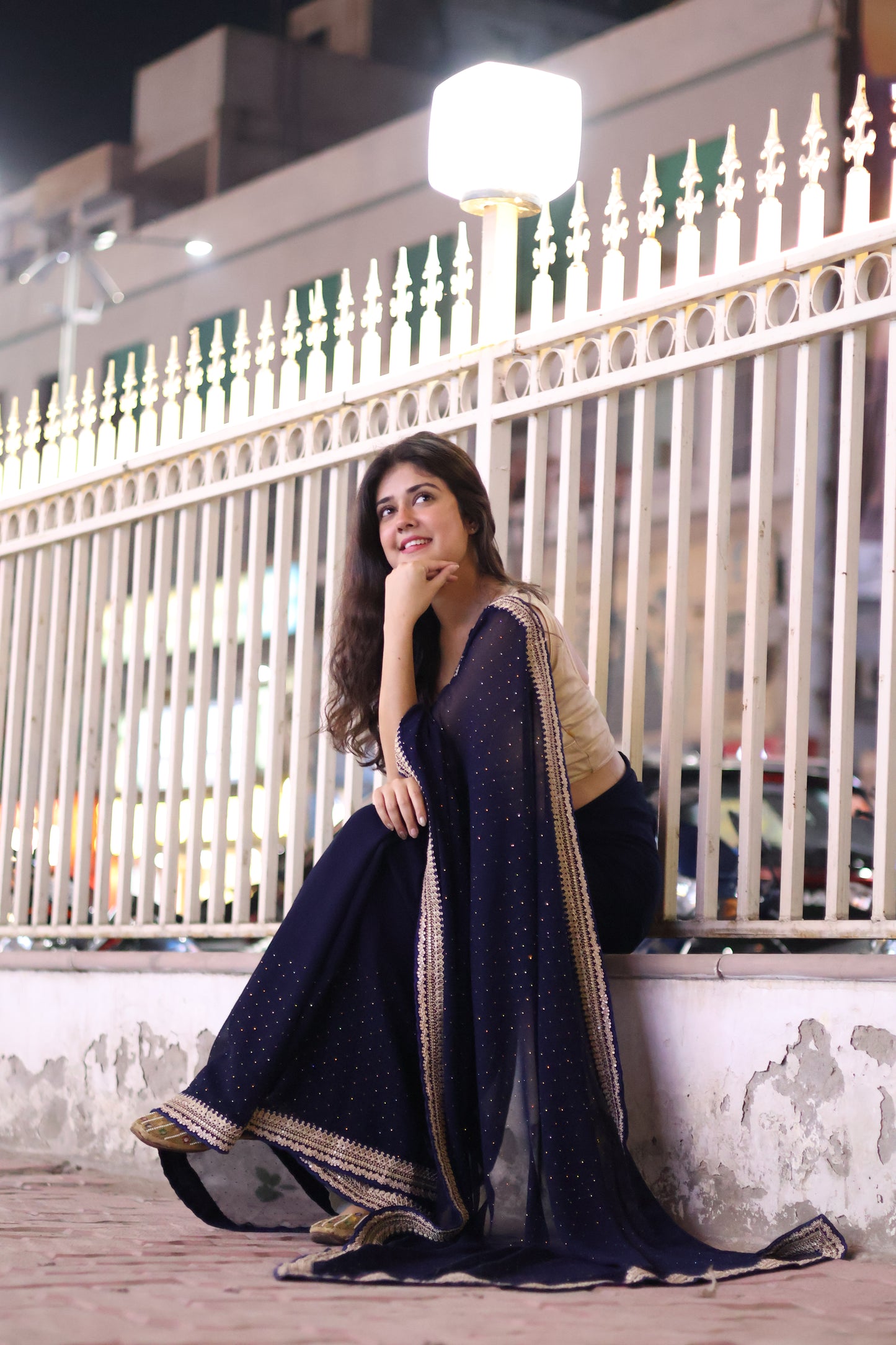 Georgette Saree with Siroki Stone Work and Matching Georgette Blouse