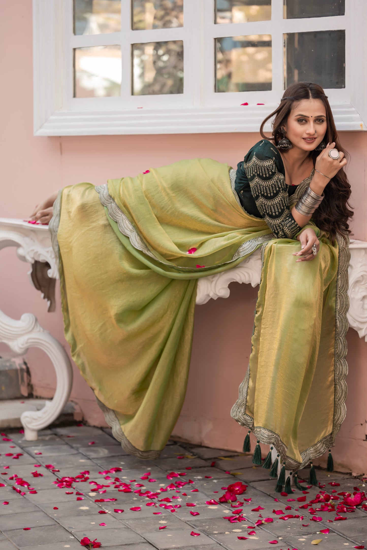 Satin Silk Saree with Ornate Zari Embroidery Cutwork Border and Designer Blouse