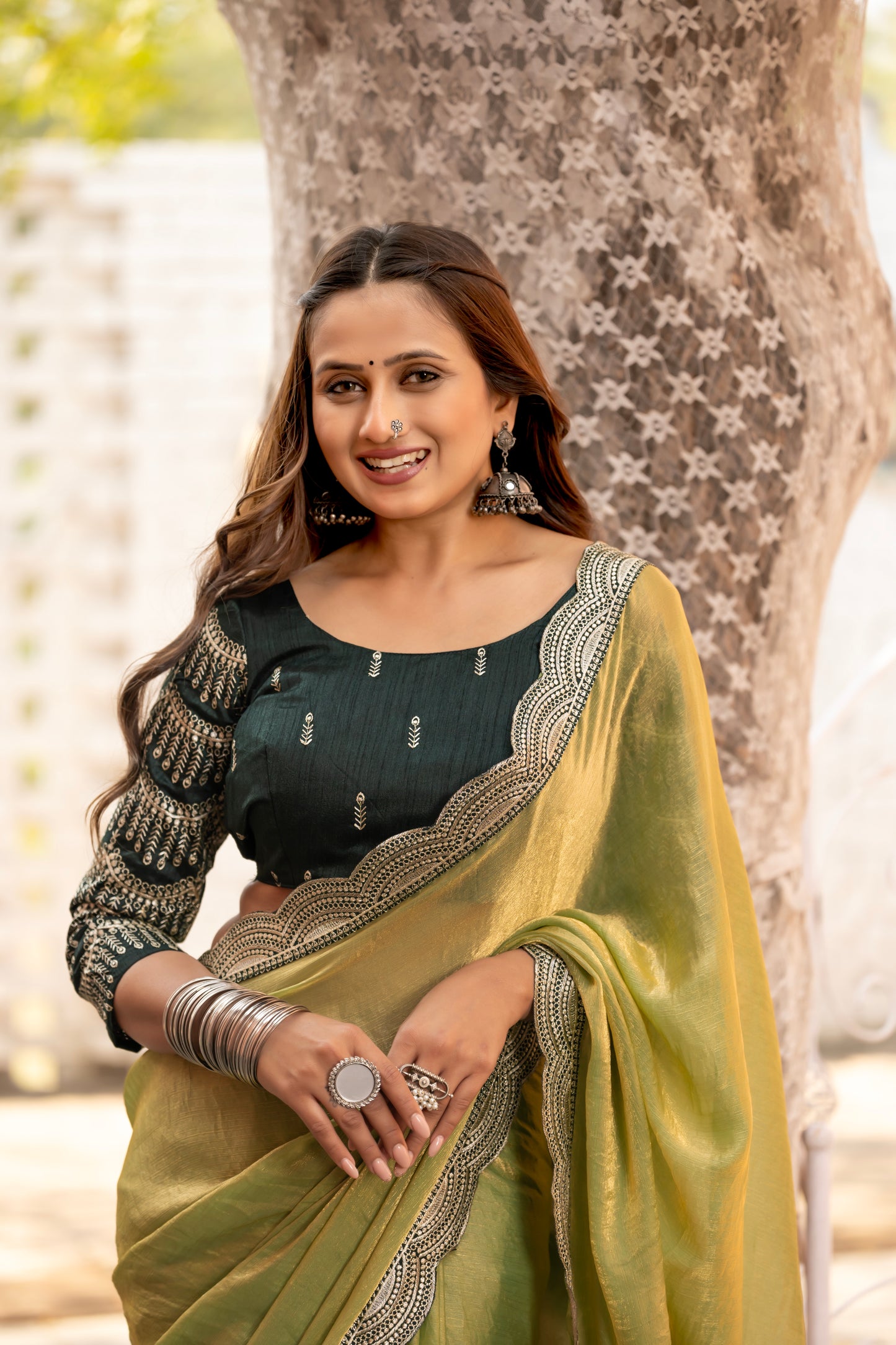 Satin Silk Saree with Ornate Zari Embroidery Cutwork Border and Designer Blouse
