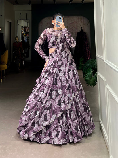 Precious Digital Printed Silk Party Wear Lehenga Choli With Dupatta