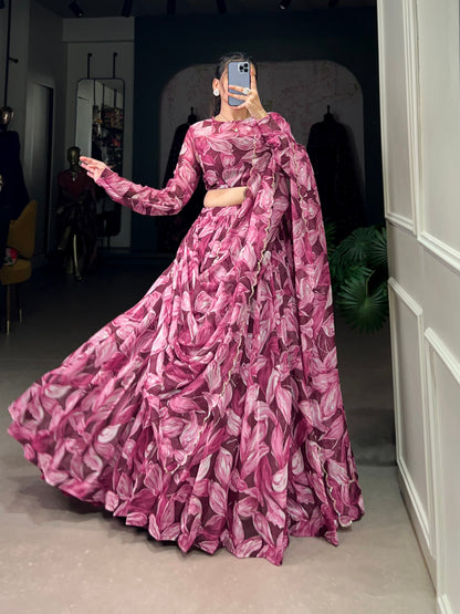 Precious Digital Printed Silk Party Wear Lehenga Choli With Dupatta