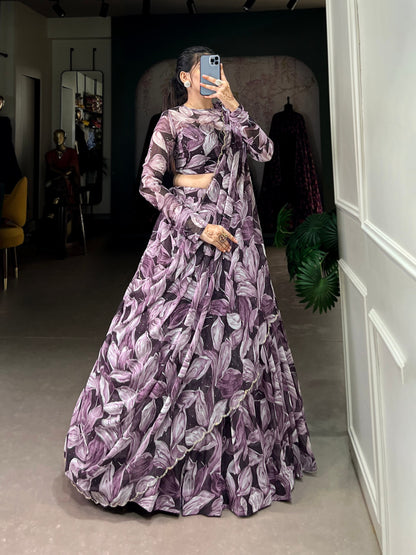 Precious Digital Printed Silk Party Wear Lehenga Choli With Dupatta