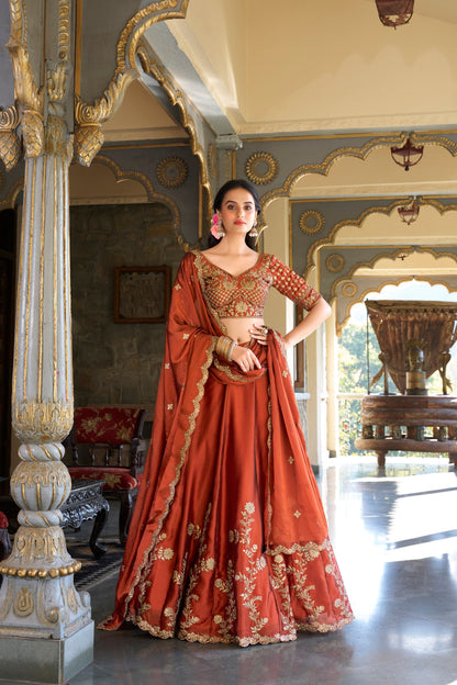 Rust Orange Lehenga Choli Set