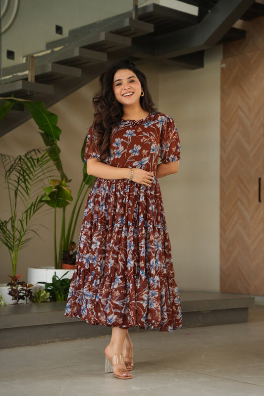 Multicolors With Faux Georgette Fabrics With Print Gown