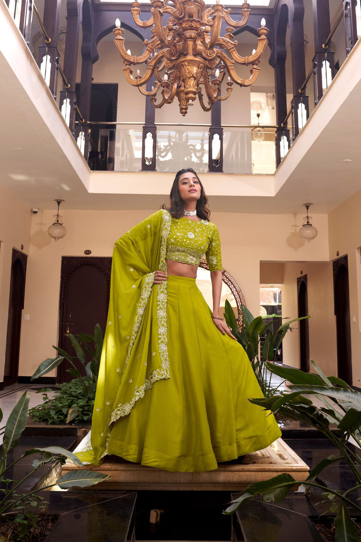 Green Colored Lehenga Choli Set