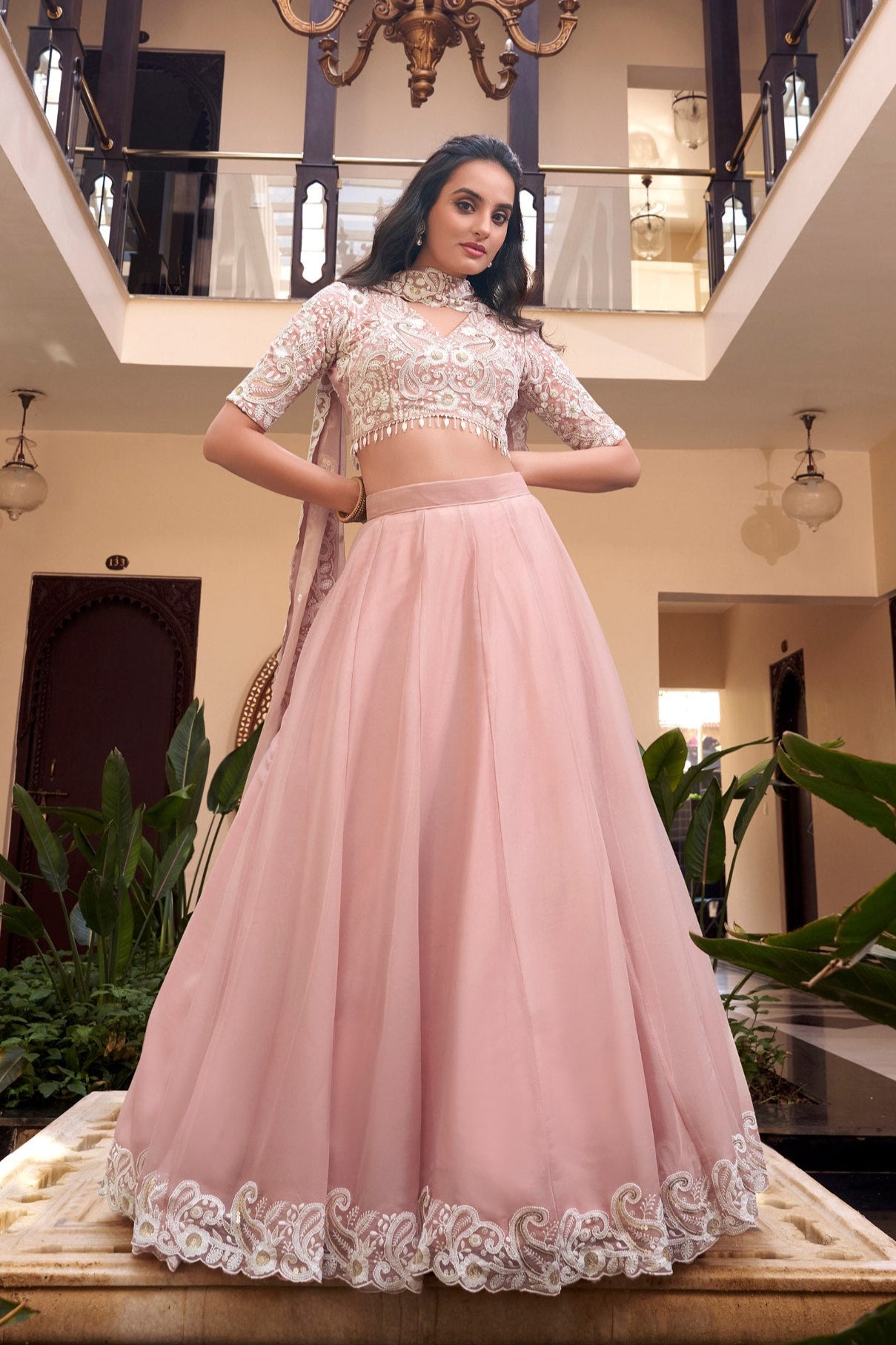 Peach Hued Lehenga Choli Set