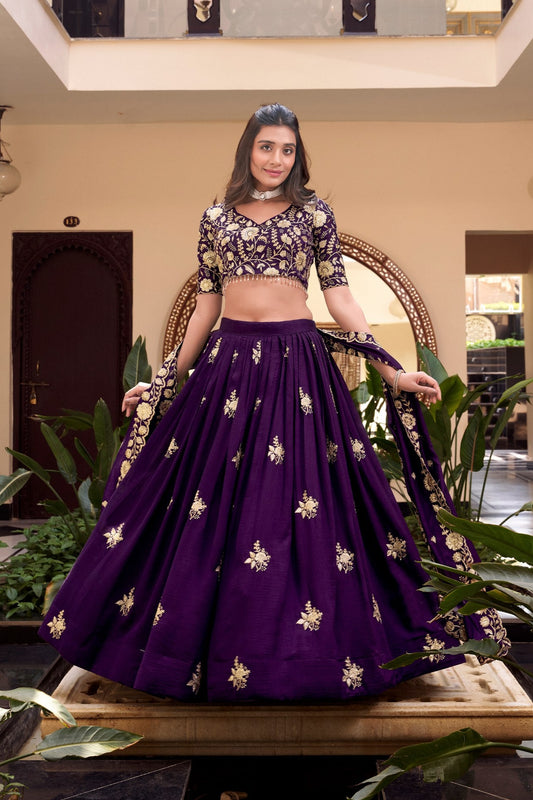Purple Coloured Lehenga Choli Set