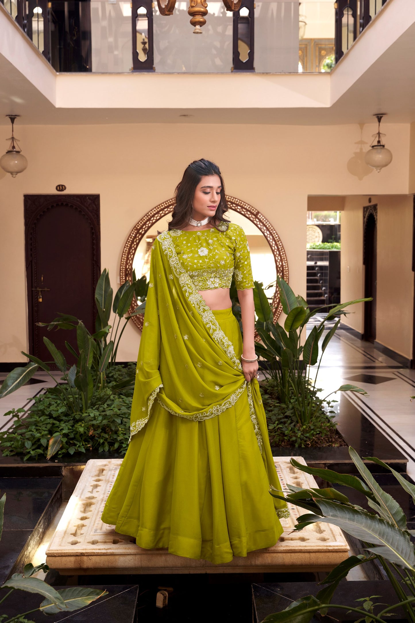 Green Colored Lehenga Choli Set