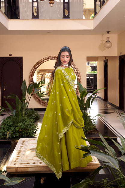 Green Colored Lehenga Choli Set