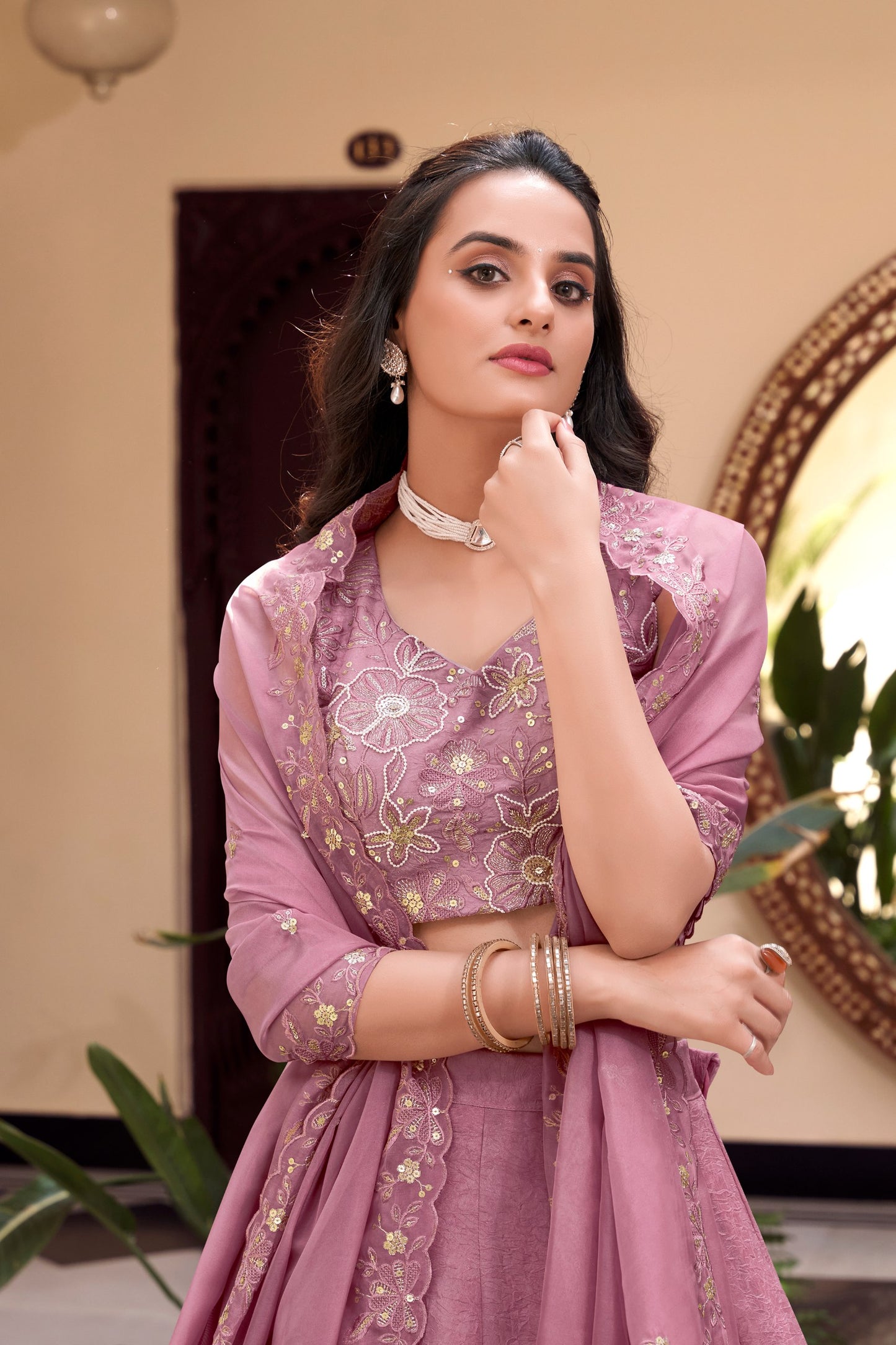 Pink Hued Lehenga Choli Set