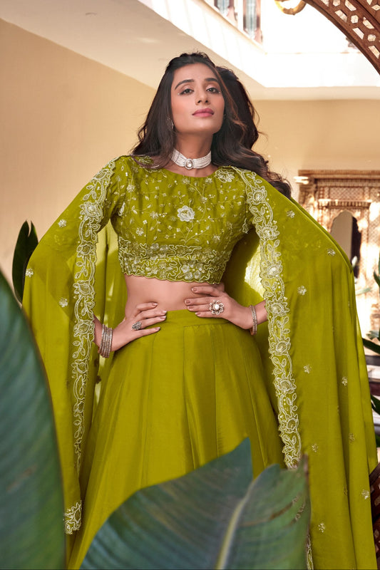 Green Colored Lehenga Choli Set