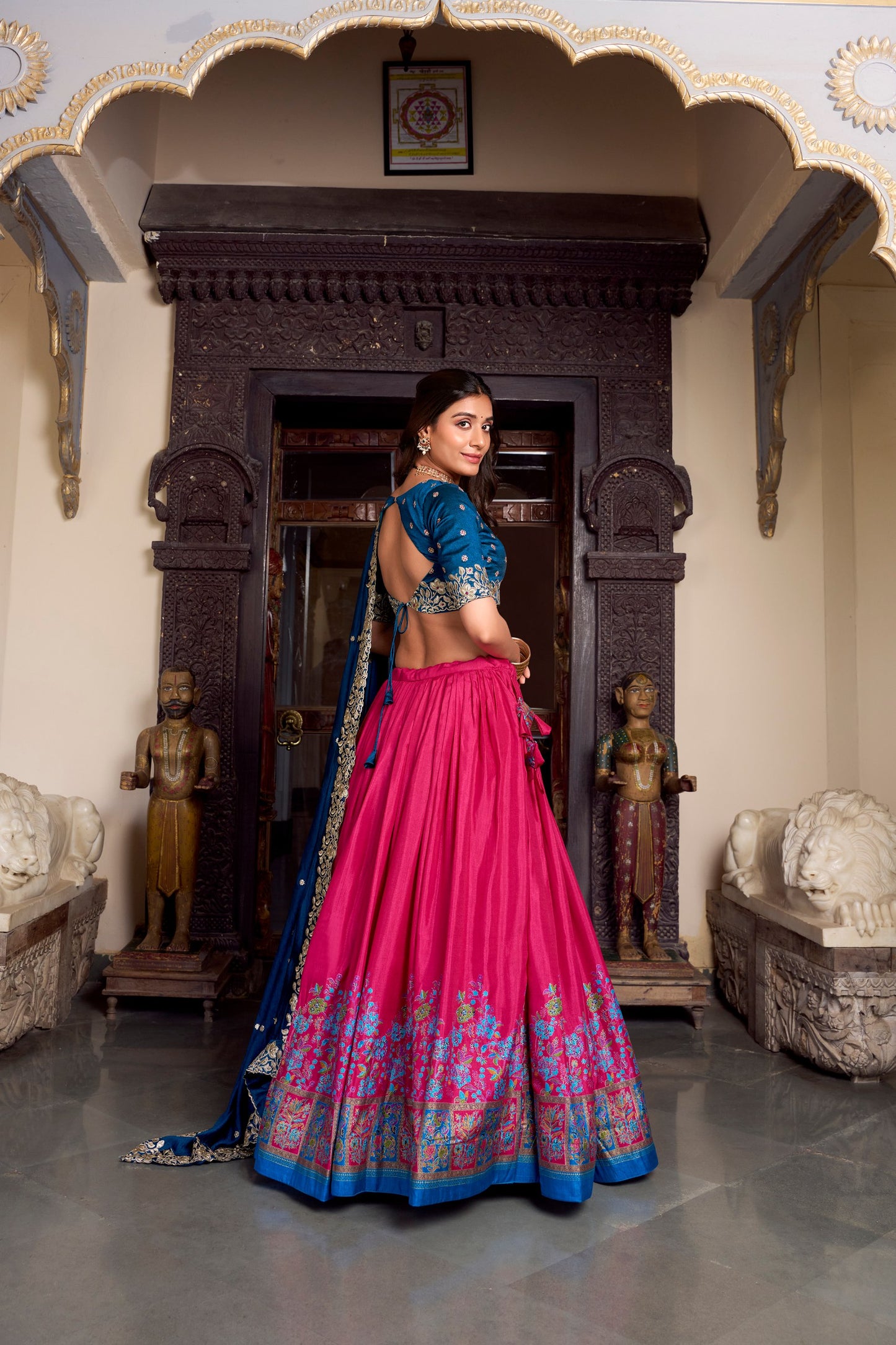 Tussar Silk Printed With Foil Work Lehenga Choli