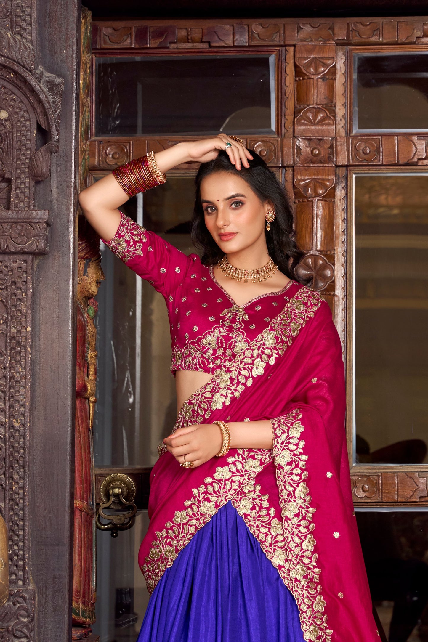 Tussar Silk Printed With Foil Work Lehenga Choli