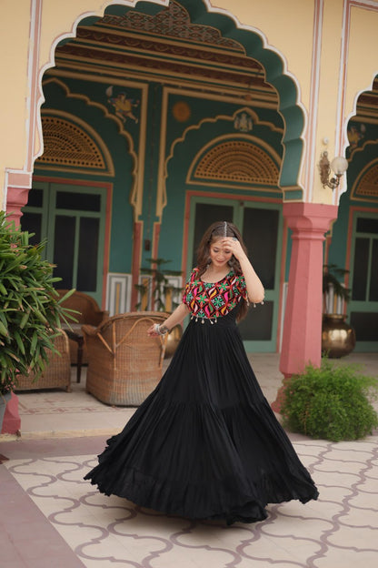 Black Kutchi Gamthi Kodi Work Gown