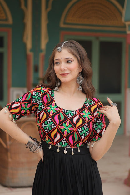 Black Kutchi Gamthi Kodi Work Gown