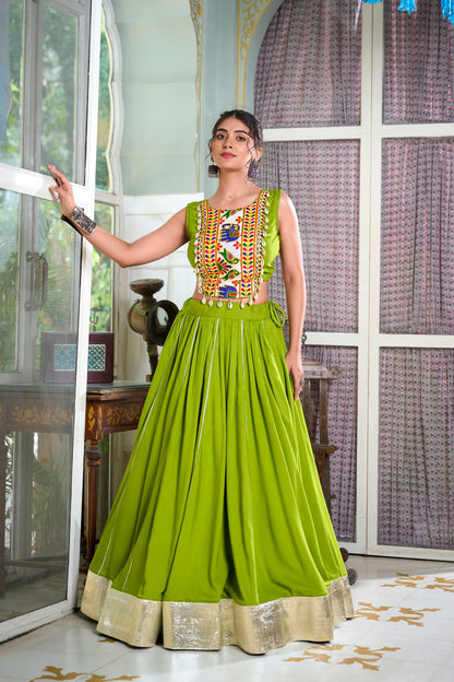 Wine, Pink, Black & Parrot Colored Lehenga Choli Set