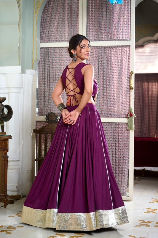 Wine, Pink, Black & Parrot Colored Lehenga Choli Set